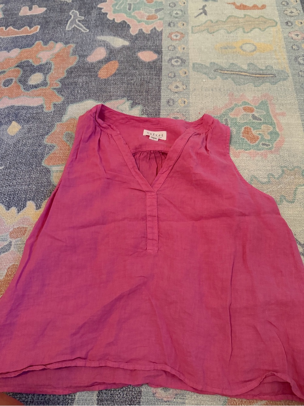 Velvet Sleeveless V-Neck Camisole - Magenta
